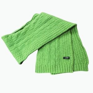 J.Crew Unisex Kelly Green Soft Winter Warm Classic Ribbed Trim‎ Cable Knit Scarf